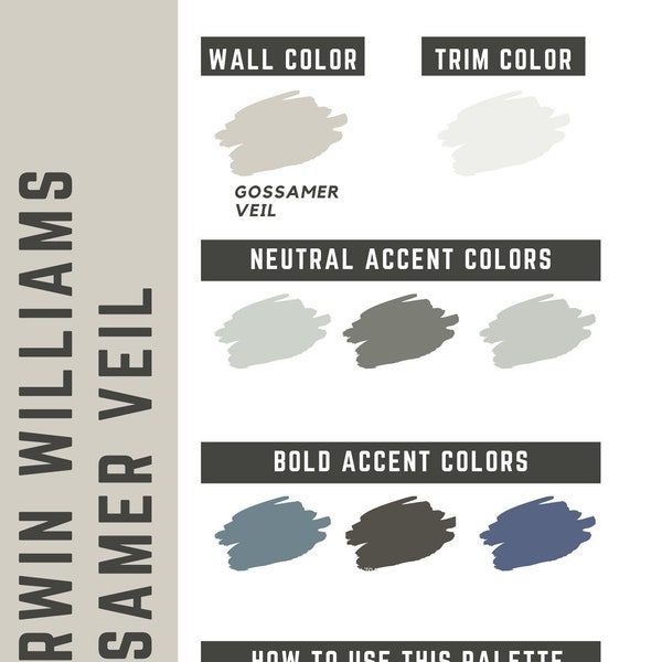 Gossamer Veil Sherwin Williams whole home color palette - interior paint palette