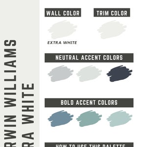 Extra White Sherwin Williams whole home color palette - interior paint palette