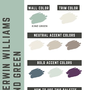 Kind Green Sherwin Williams whole home color palette - interior paint palette