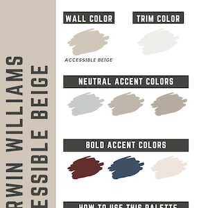 Accessible Beige Sherwin Williams whole home color palette - interior paint palette