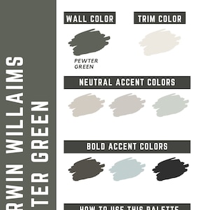 Pewter Green Sherwin Williams whole home color palette - interior paint palette