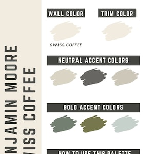 Swiss Coffee Benjamin Moore whole home color palette - interior paint palette