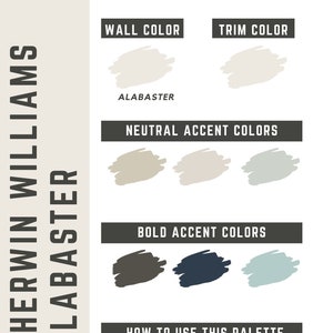 Alabaster Sherwin Williams whole home color palette - interior paint palette