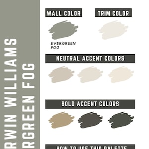 Evergreen Fog Sherwin Williams whole home color palette - interior paint palette