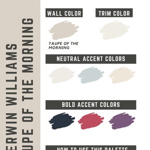 Taupe of the Morning Sherwin Williams whole home color palette - interior paint palette