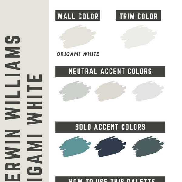 Origami White Sherwin Williams whole home color palette - interior paint palette