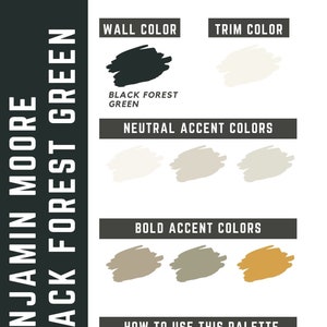 Black Forest Green Benjamin Moore Whole Home Color Palette - Interior Paint Palette - Etsy