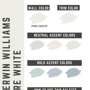 Pure White Sherwin Williams whole home color palette - interior paint palette - coastal beach house