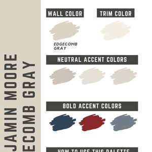 Paleta de colores Edgecomb Gray Benjamin Moore para toda la casa: paleta de pintura para interiores