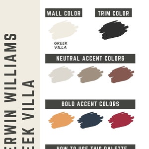 Greek Villa Sherwin Williams whole home color palette - interior paint palette