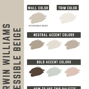 Accessible Beige Sherwin Williams whole home color palette - interior paint palette