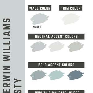 Misty Sherwin Williams whole home color palette - interior paint palette