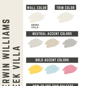 Greek Villa Sherwin Williams whole home color palette - interior paint palette