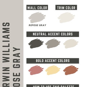 Repose Gray Sherwin Williams whole home color palette - interior paint palette - warm tones