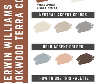 Palette de couleurs pour toute la maison Rookwood Terra Cotta de Sherwin Williams - palette de peinture intérieure