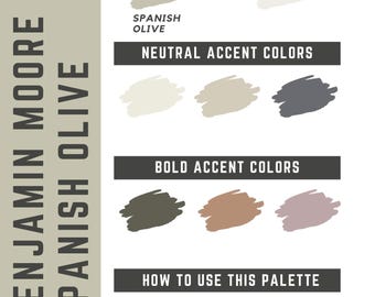 Palette de couleurs Benjamin Moore pour toute la maison - couleur Olive Espagnole - palette de peinture intérieure