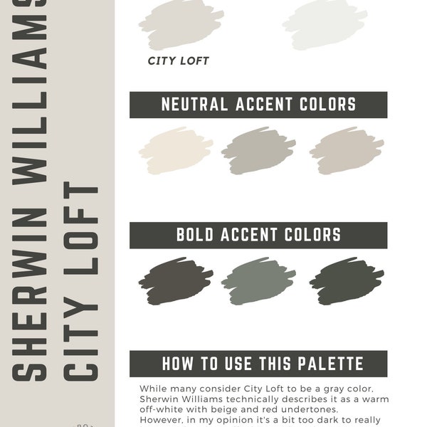 City Loft Sherwin Williams whole home color palette - interior paint palette