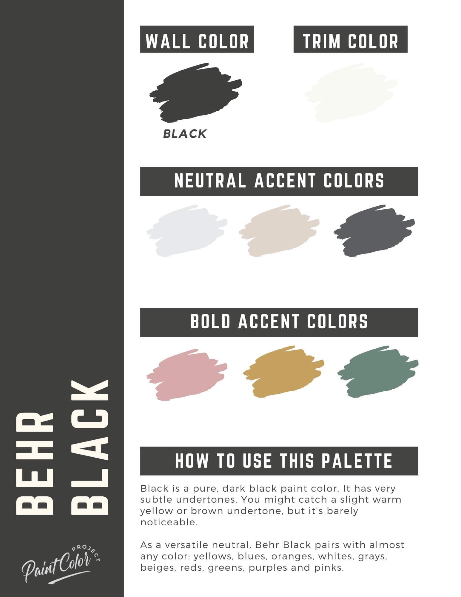 Behr Black whole home color palette - interior paint palette