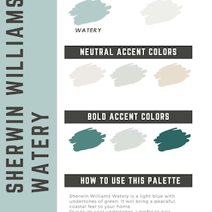 Watery Sherwin Williams whole home color palette - interior paint palette