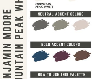 Mountain Peak White Benjamin Moore - Palette de couleurs pour toute la maison - Palette de peinture d'intérieur