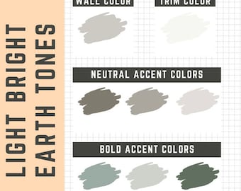 Light & bright EARTH TONES whole home color palette - interior paint palette