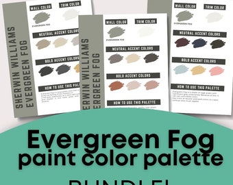 BUNDLE Evergreen Fog Sherwin Williams whole home color palette - interior paint palette