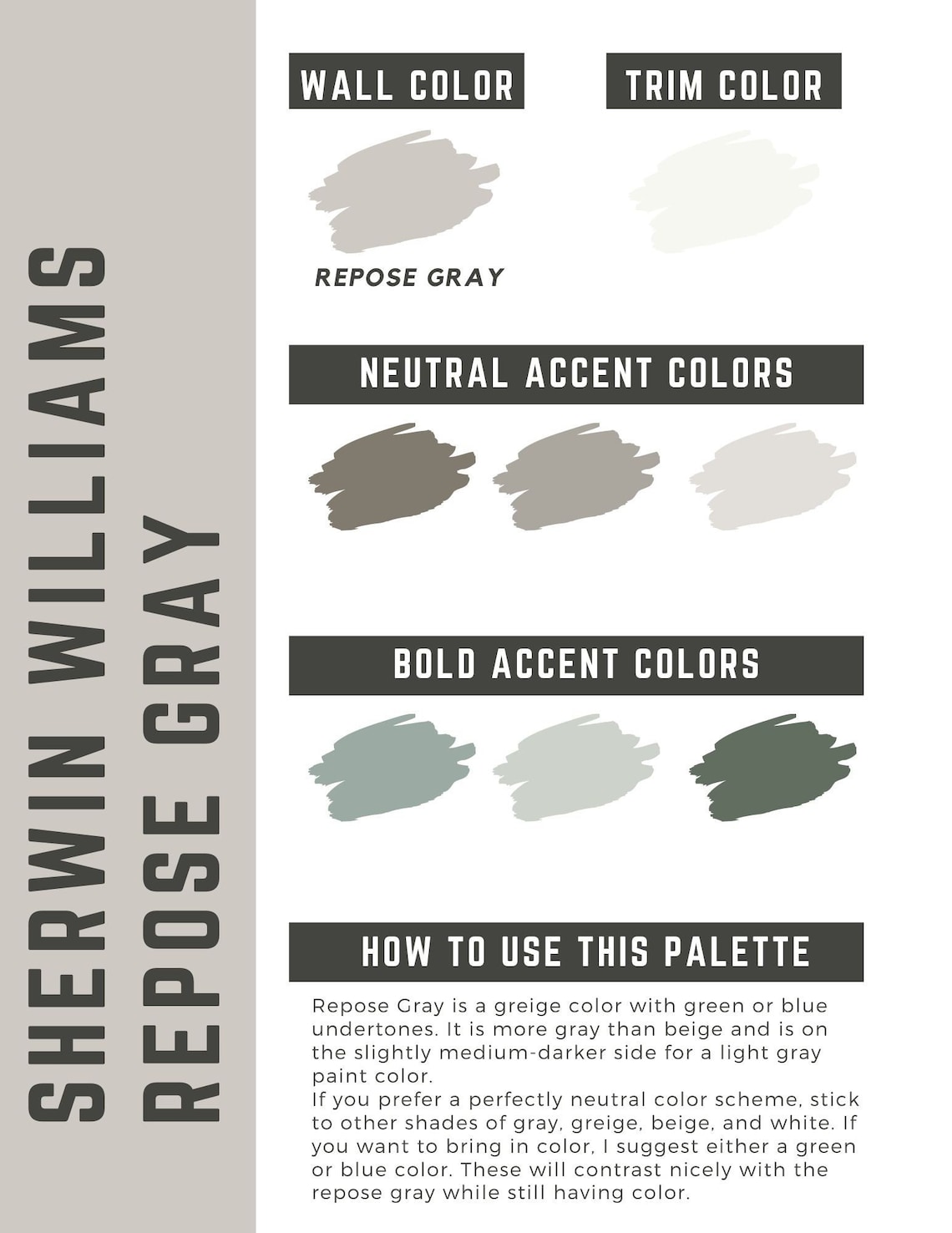 Repose Gray Sherwin Williams Whole Home Color Palette Interior Paint