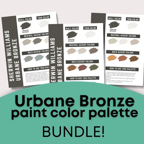 BUNDLE Urbane Bronze Sherwin Williams whole home color palette - interior paint palette