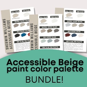 BUNDLE Accessible Beige Sherwin Williams whole home color palette - interior paint palette