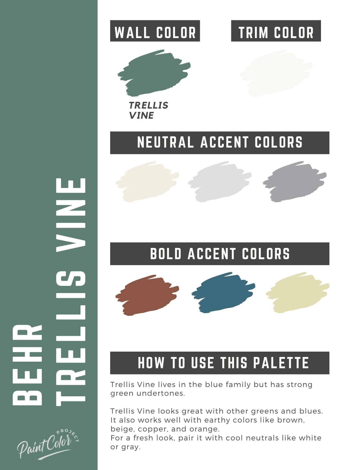 Behr Trellis Vine Whole Home Color Palette - Interior Paint Palette - Etsy, image size:1545x2000
