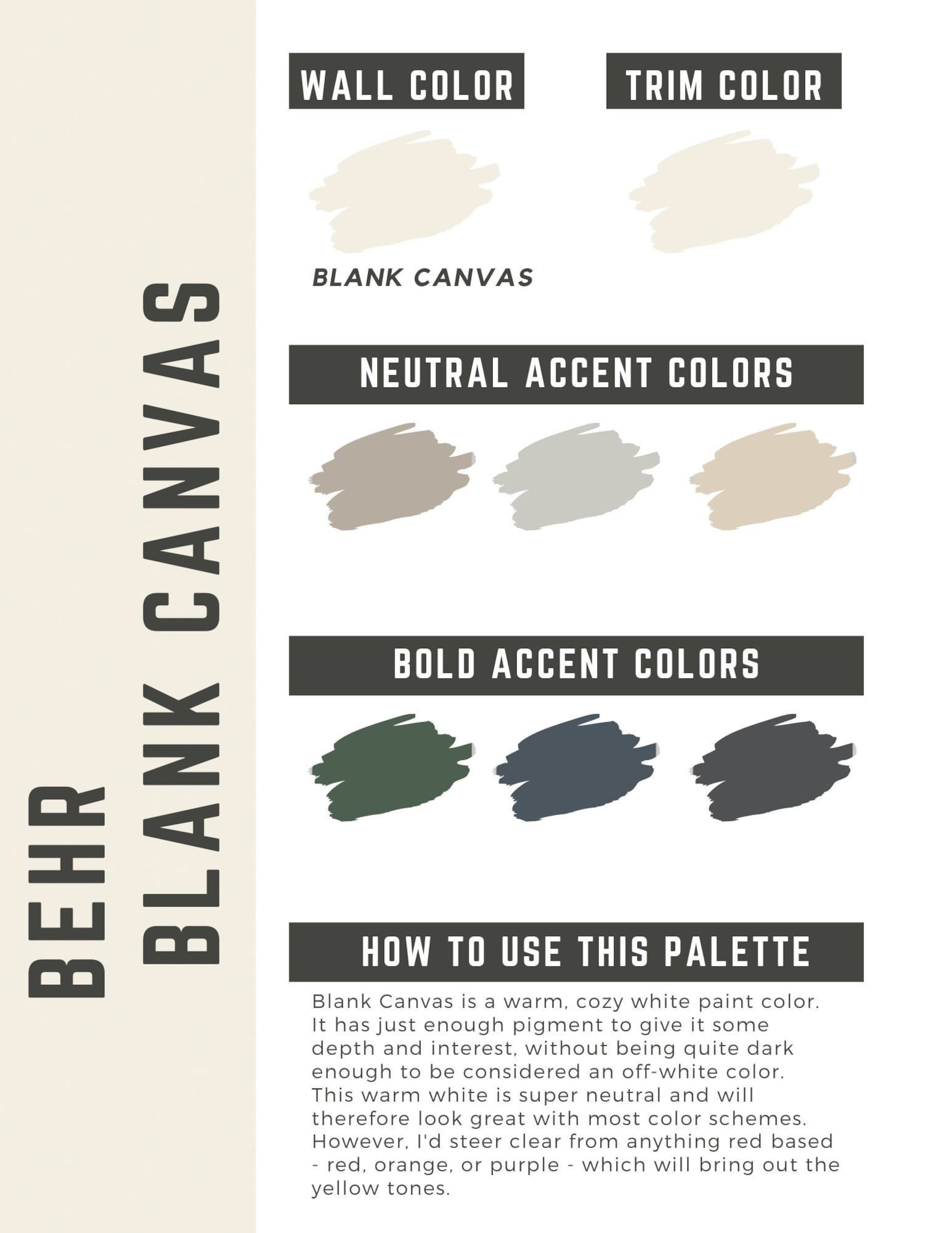 Behr Blank Canvas Whole Home Color Palette Interior Paint Palette Etsy