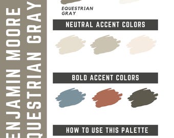 Equestrian Gray Benjamin Moore whole home color palette - interior paint palette