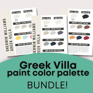 BUNDLE Greek Villa Sherwin Williams whole home color palette - interior paint palette