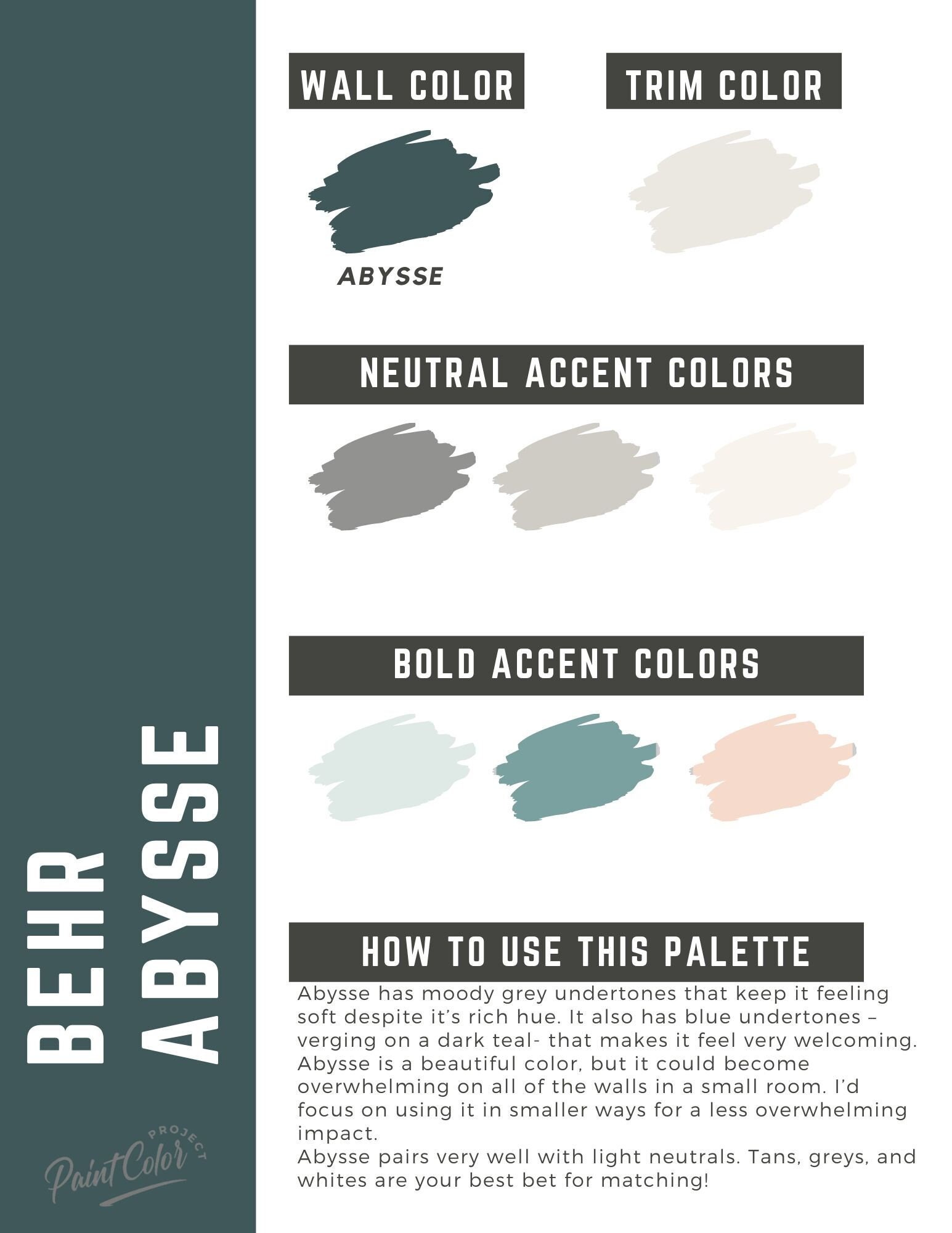 Behr Abysse Whole Home Color Palette - Interior Paint Palette