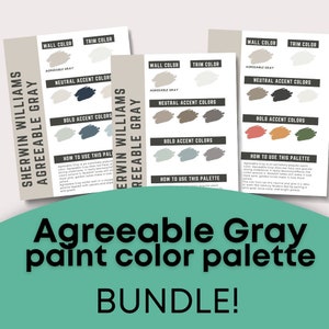 BUNDLE Agreeable Gray Sherwin Williams whole home color palette - interior paint palette