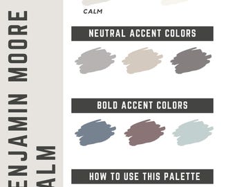 Calm Benjamin Moore whole home color palette - interior paint palette