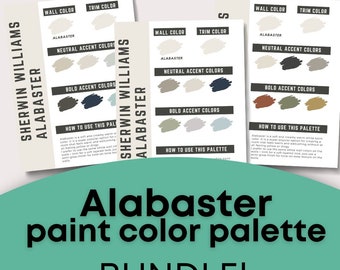 BUNDLE Alabaster Sherwin Williams whole home color palette - interior paint palette