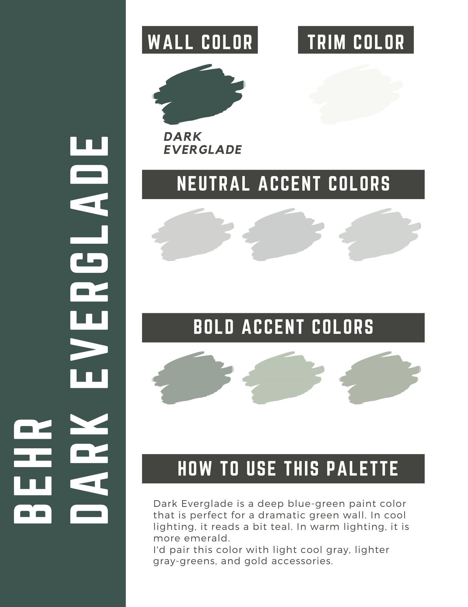 Behr Dark Everglade Whole Home Color Palette Interior Paint Palette Etsy
