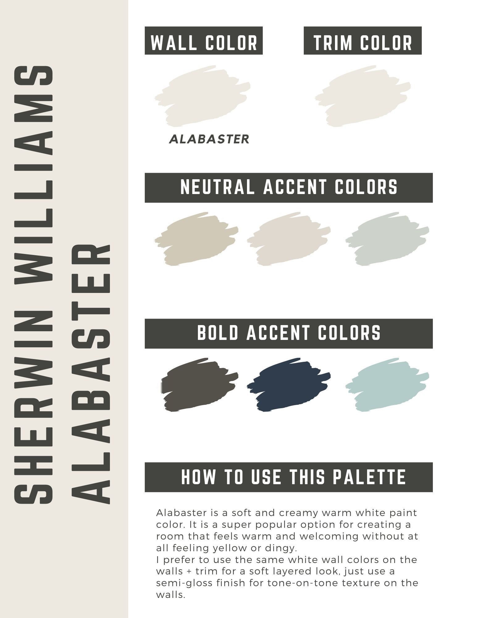 Alabaster Sherwin Williams Whole Home Color Palette Interior Paint