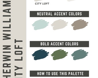 City Loft Sherwin Williams whole home color palette - interior paint palette