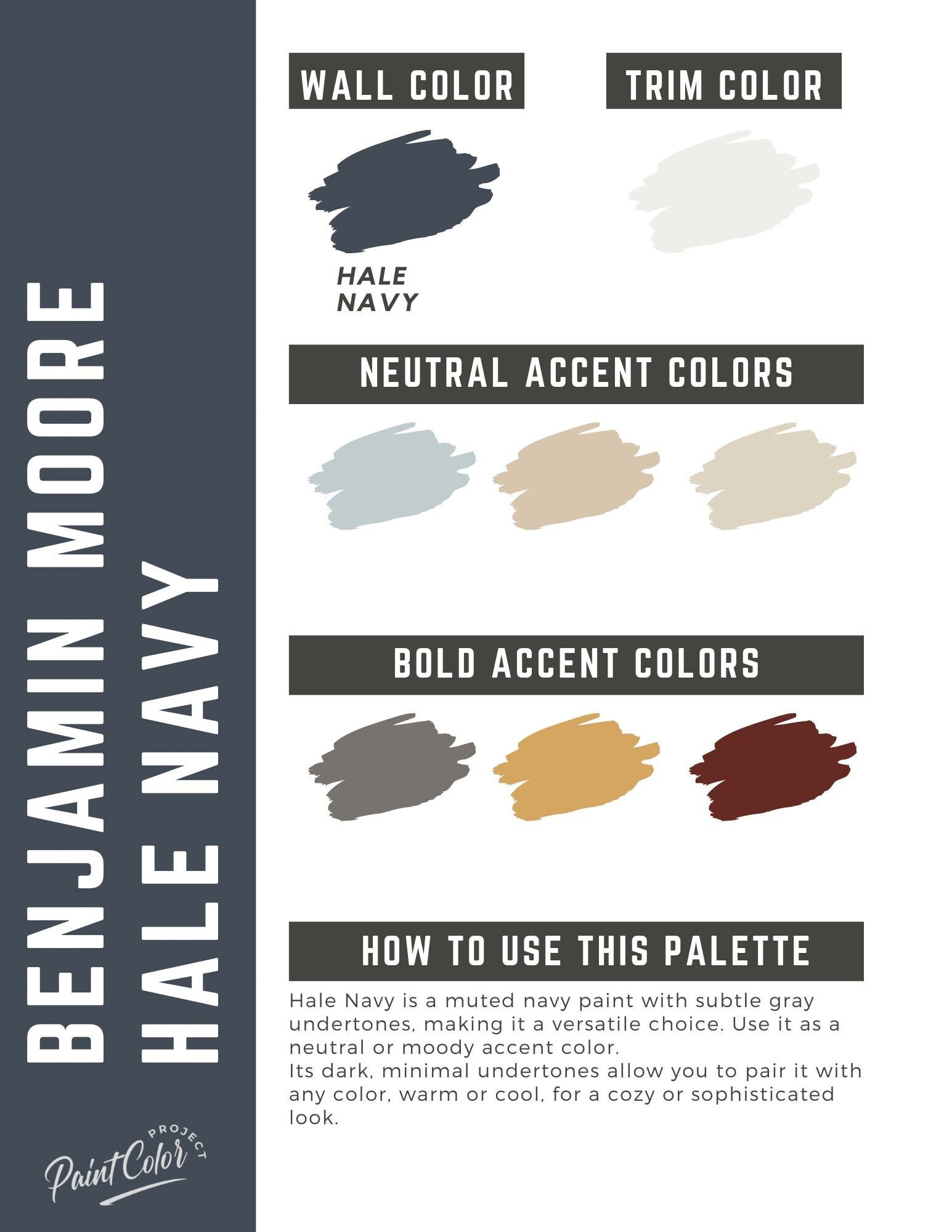 Hale Navy Benjamin Moore Whole Home Color Palette - Interior Paint Palette  - Etsy, image size:1545x2000