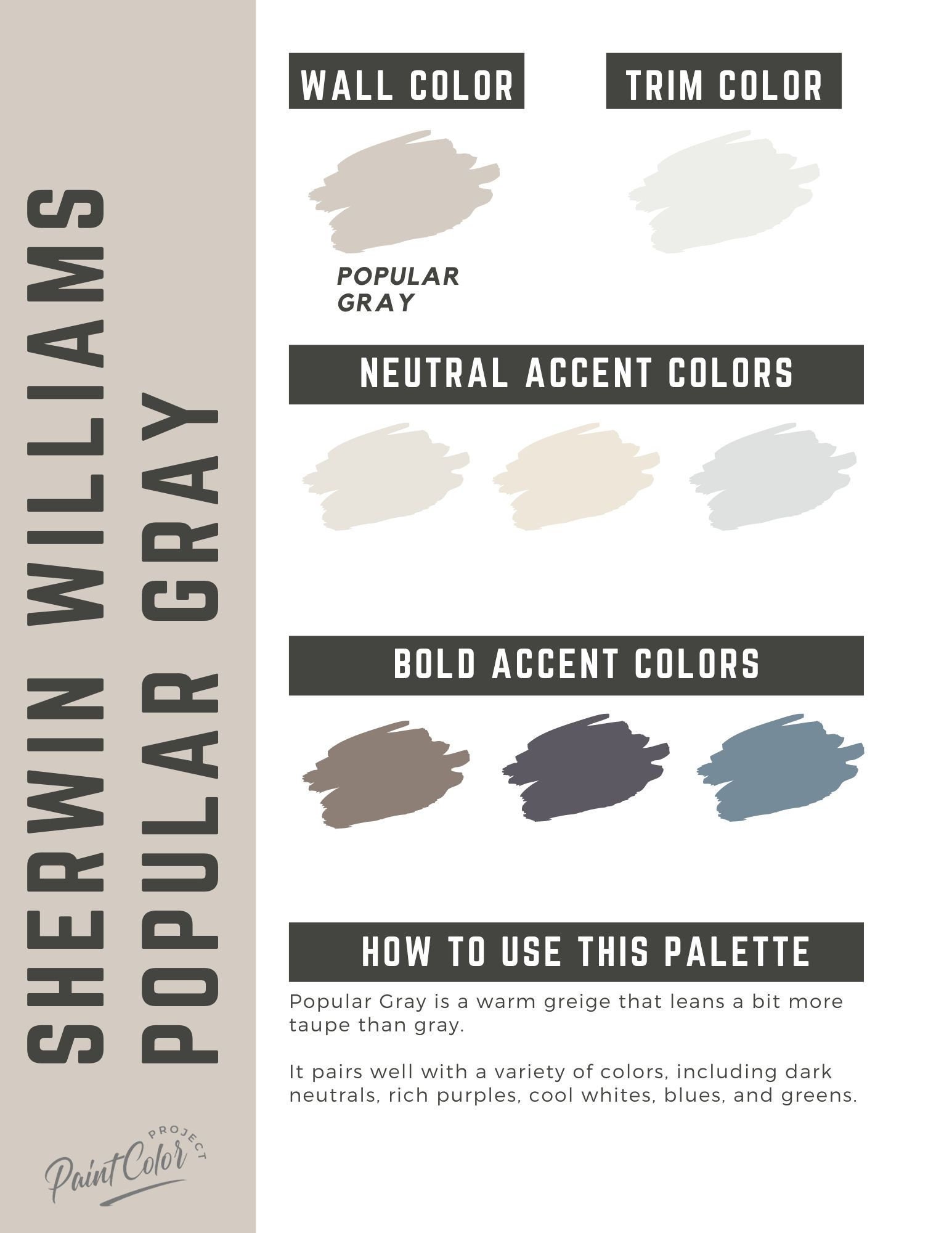 Palette de couleurs populaire de gris Sherwin Williams pour toute la maison - palette de peinture intérieure