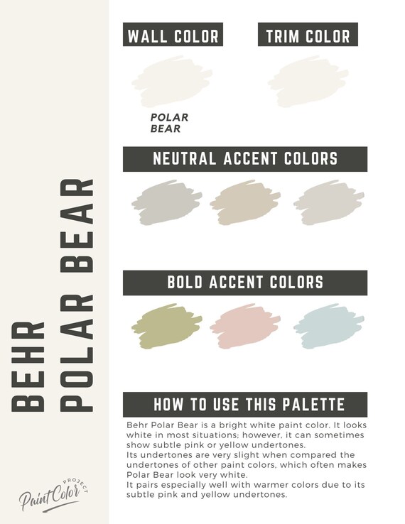 Behr Polar Bear Whole Home Color Palette Interior Paint Palette Etsy