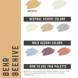 Behr Beehive whole home color palette - interior paint palette