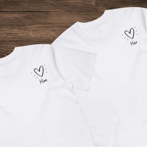 Custom Heart T-Shirt Set, Personalized Couple Shirt, Valentine Hearts, Matching Partner Tee, Friendship Gift