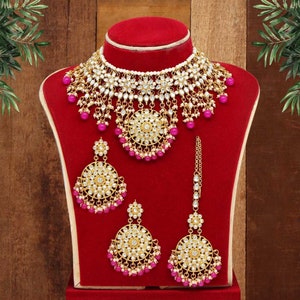 Red kundan clearance bridal set