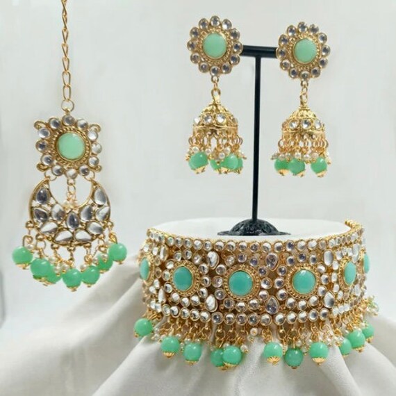 Indian Wedding Jewelry Set Kundan Necklace Set Necklace Etsy