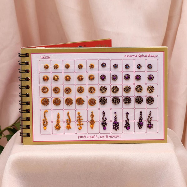 Sangeet Favor Bindi Art Velvet Multicolor Sticker Book | 250 Bindis | Assorted Shape Size & Design | Crystal Bindi Booklet | Indian Wedding