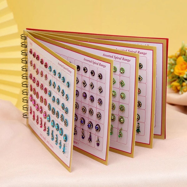 Sangeet Favor Bindi Art Velvet Multicolor Sticker Book | 300 Bindis | Assorted Shape Size & Design | Crystal Bindi Booklet | Indian Wedding