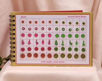 Sangeet Favor Bindi Art Velvet Multicolor Sticker Book | 360 Bindis | Assorted Shape Size & Design | Crystal Bindi Booklet | Indian Wedding